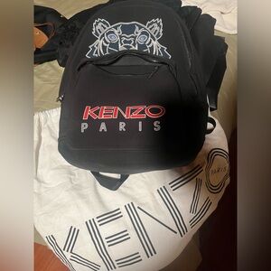 Kenzo Black and Red Logo Backpack